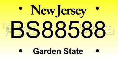 BS88588 New Jersey License Plate