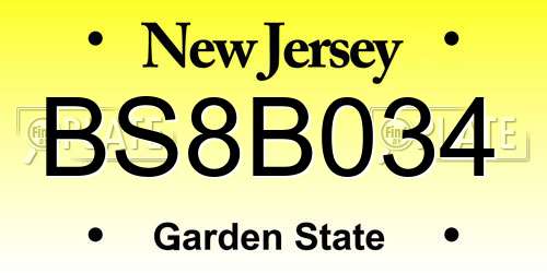 BS8B034 New Jersey License Plate