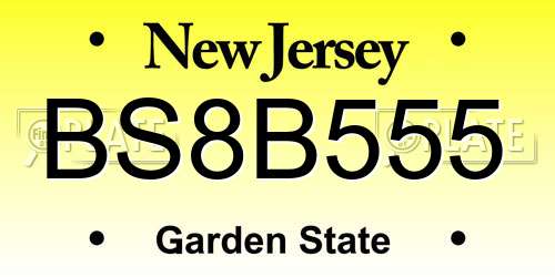 BS8B555 New Jersey License Plate