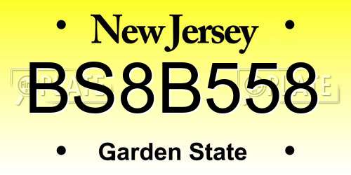 BS8B558 New Jersey License Plate
