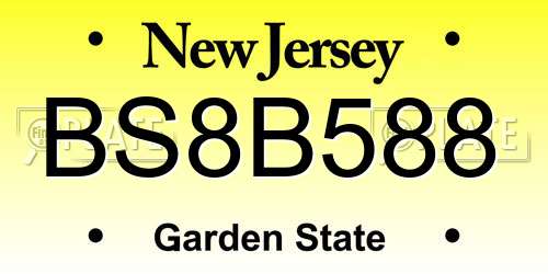 BS8B588 New Jersey License Plate