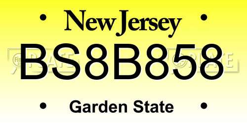 BS8B858 New Jersey License Plate