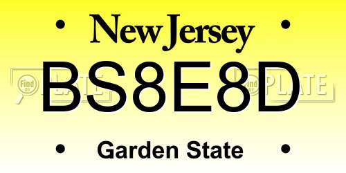 BS8E8D New Jersey License Plate