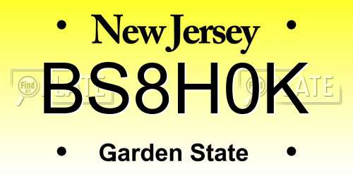 BS8H0K New Jersey License Plate