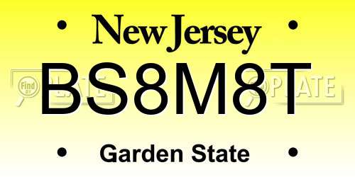 BS8M8T New Jersey License Plate