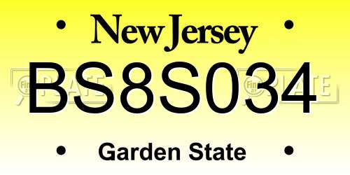 BS8S034 New Jersey License Plate