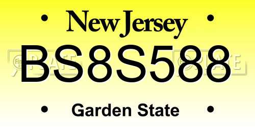 BS8S588 New Jersey License Plate