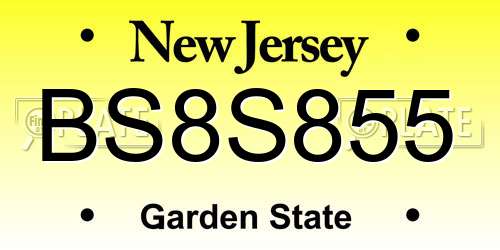 BS8S855 New Jersey License Plate