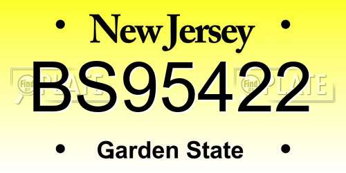BS95422 New Jersey License Plate