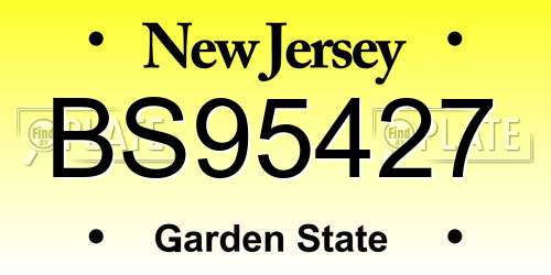BS95427 New Jersey License Plate