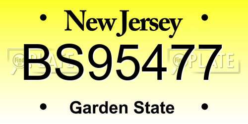 BS95477 New Jersey License Plate