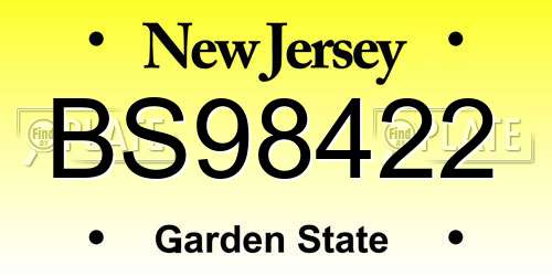 BS98422 New Jersey License Plate