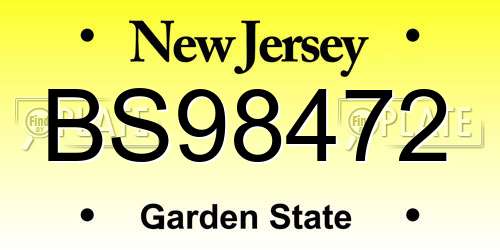 BS98472 New Jersey License Plate
