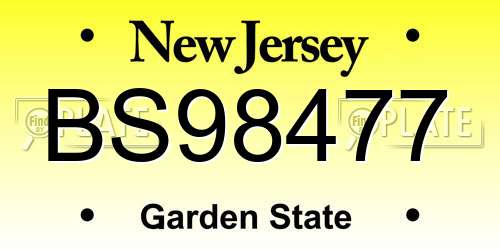 BS98477 New Jersey License Plate