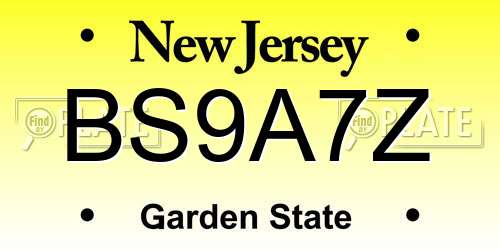 BS9A7Z New Jersey License Plate