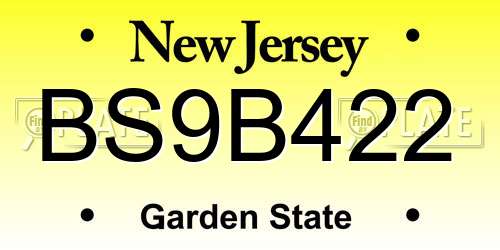 BS9B422 New Jersey License Plate