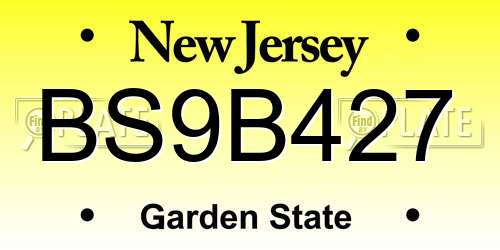 BS9B427 New Jersey License Plate