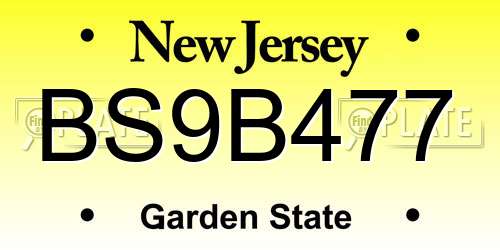 BS9B477 New Jersey License Plate