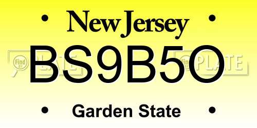 BS9B5O New Jersey License Plate