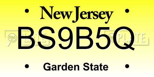 BS9B5Q New Jersey License Plate