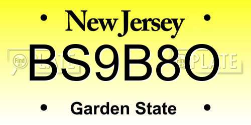 BS9B8O New Jersey License Plate