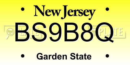 BS9B8Q New Jersey License Plate