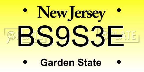 BS9S3E New Jersey License Plate