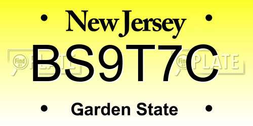 BS9T7C New Jersey License Plate