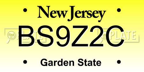BS9Z2C New Jersey License Plate