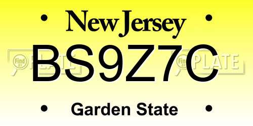BS9Z7C New Jersey License Plate