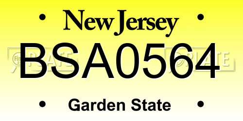 BSA0564 New Jersey License Plate