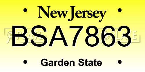 BSA7863 New Jersey License Plate