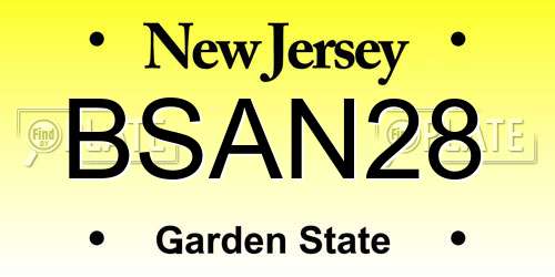 BSAN28 New Jersey License Plate