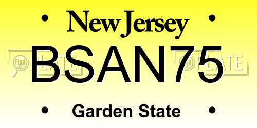 BSAN75 New Jersey License Plate