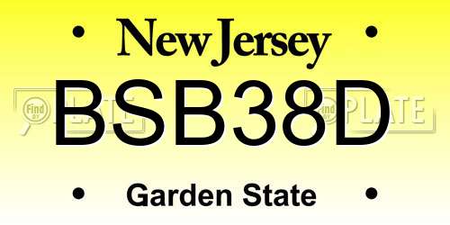 BSB38D New Jersey License Plate