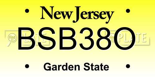 BSB38O New Jersey License Plate