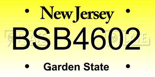 BSB4602 New Jersey License Plate