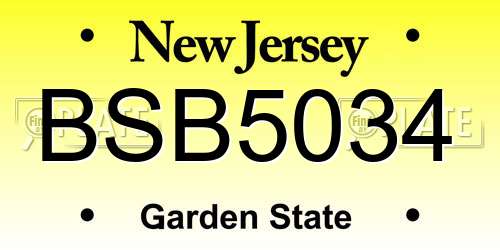 BSB5034 New Jersey License Plate