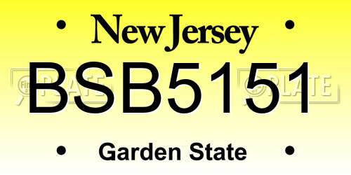 BSB5151 New Jersey License Plate