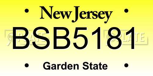 BSB5181 New Jersey License Plate