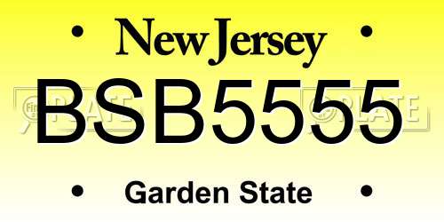 BSB5555 New Jersey License Plate