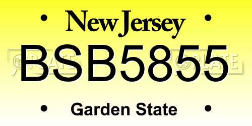 BSB5855 New Jersey License Plate