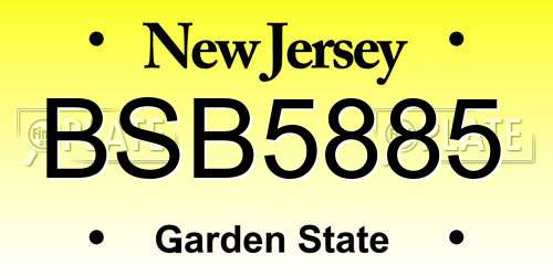 BSB5885 New Jersey License Plate