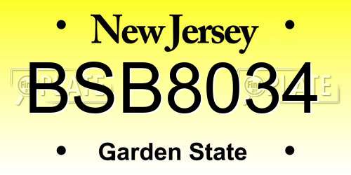 BSB8034 New Jersey License Plate