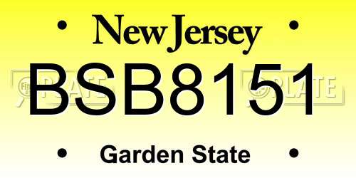 BSB8151 New Jersey License Plate