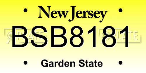 BSB8181 New Jersey License Plate