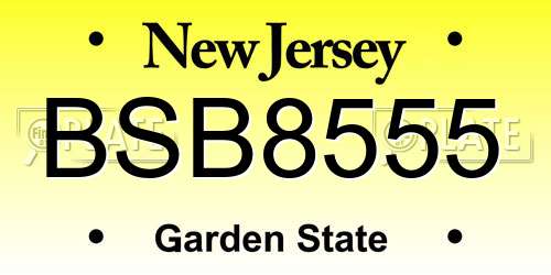 BSB8555 New Jersey License Plate