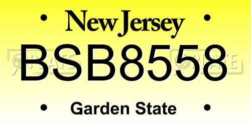 BSB8558 New Jersey License Plate