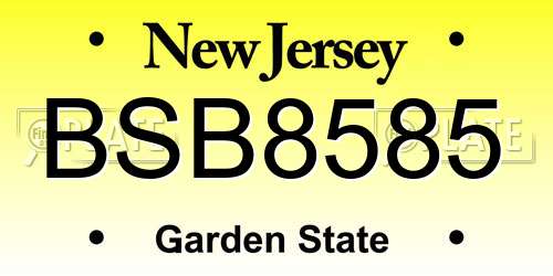 BSB8585 New Jersey License Plate