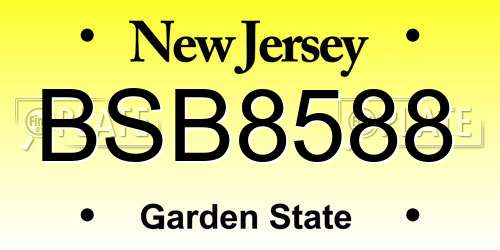 BSB8588 New Jersey License Plate